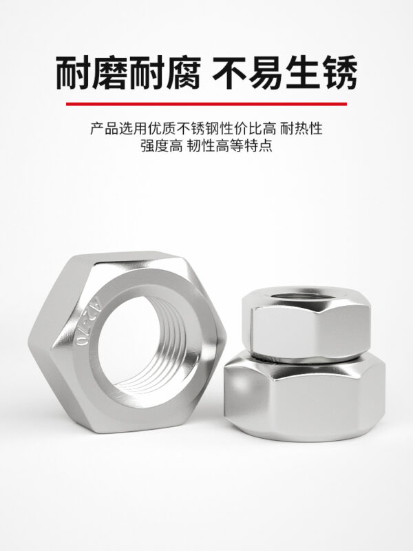 304不锈钢螺母六角螺帽螺丝帽大全M1M2M3M4M5M6M8M10M12M14M16M33 - Image 3